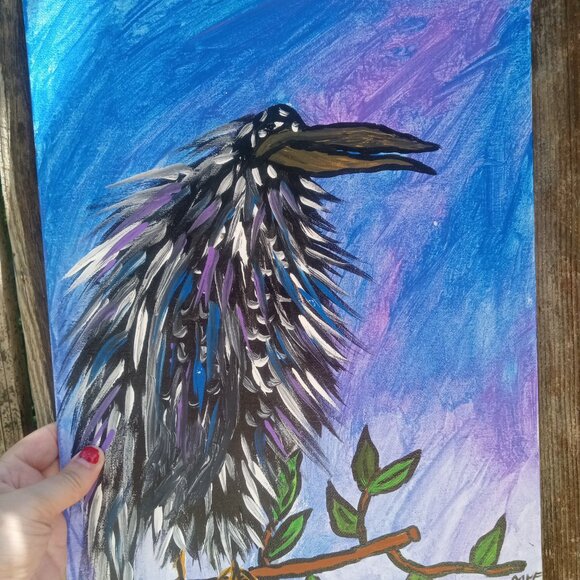 Crow Painting on Canvas - Picture 6 of 12